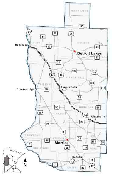 Map of MnDOT District 4, covering West Central Minnesota.