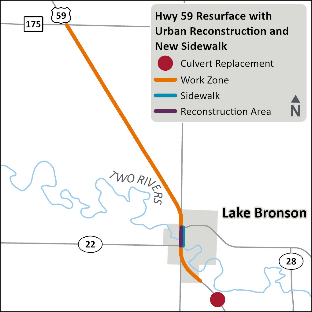 Hwy 59 Lake Bronson map