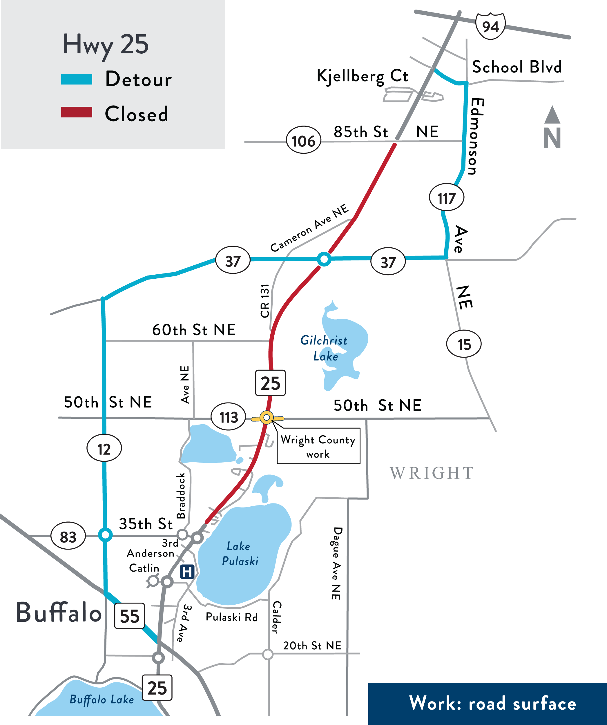 Hwy 25 detour map Photo of SFD on another job