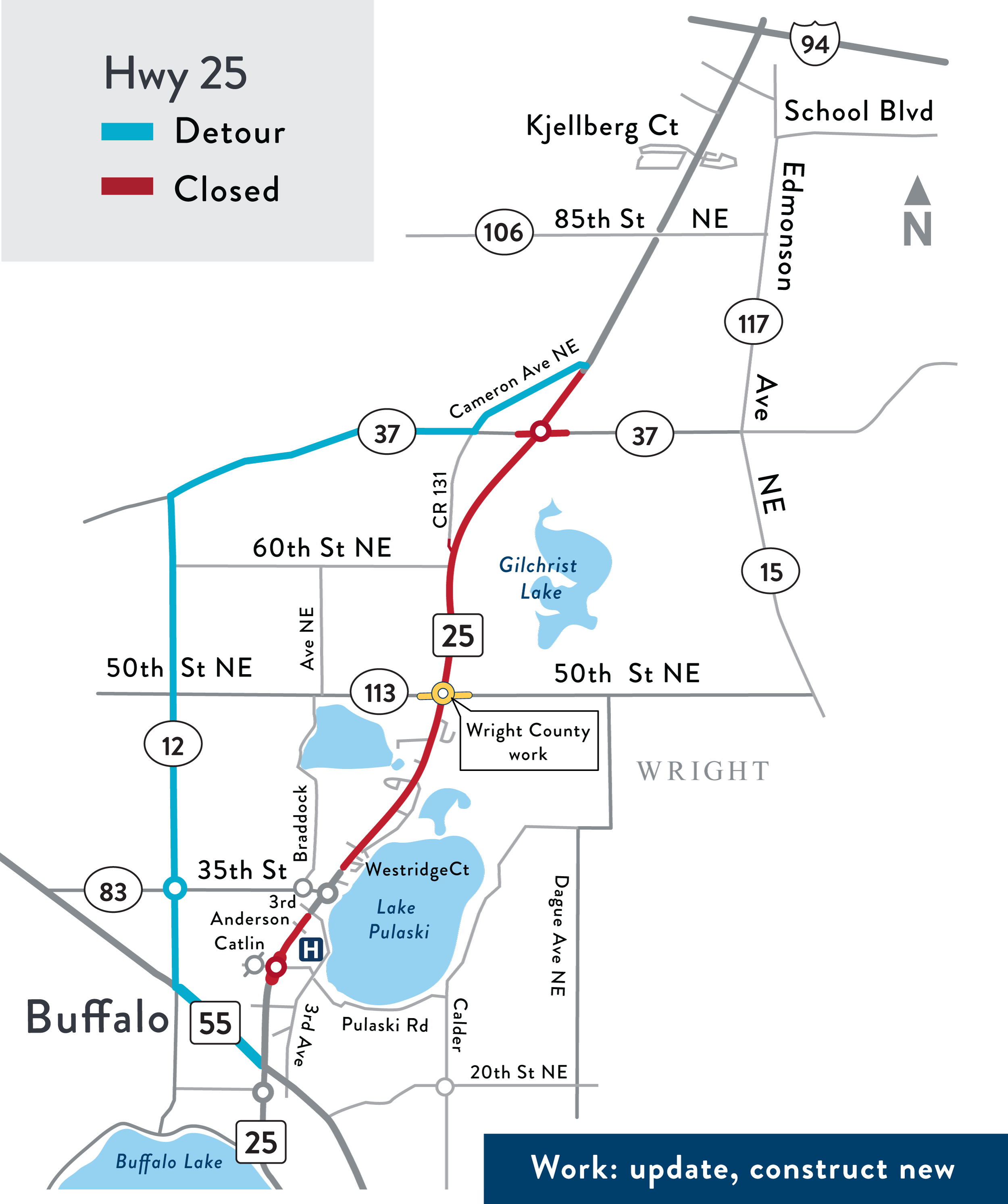 Hwy 25 detour map Photo of SFD on another job